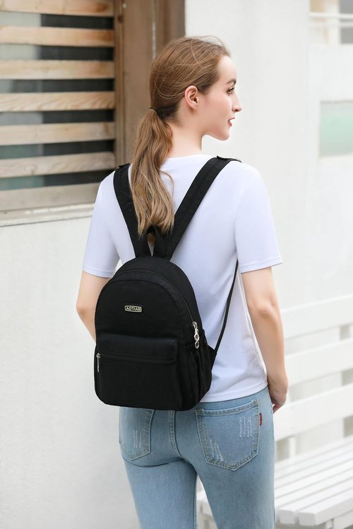 AOTIAN Mini Lightweight 11.8-Inch Backpack - Durable Travel Daypack for Women & Girls | 7 Liters, Black