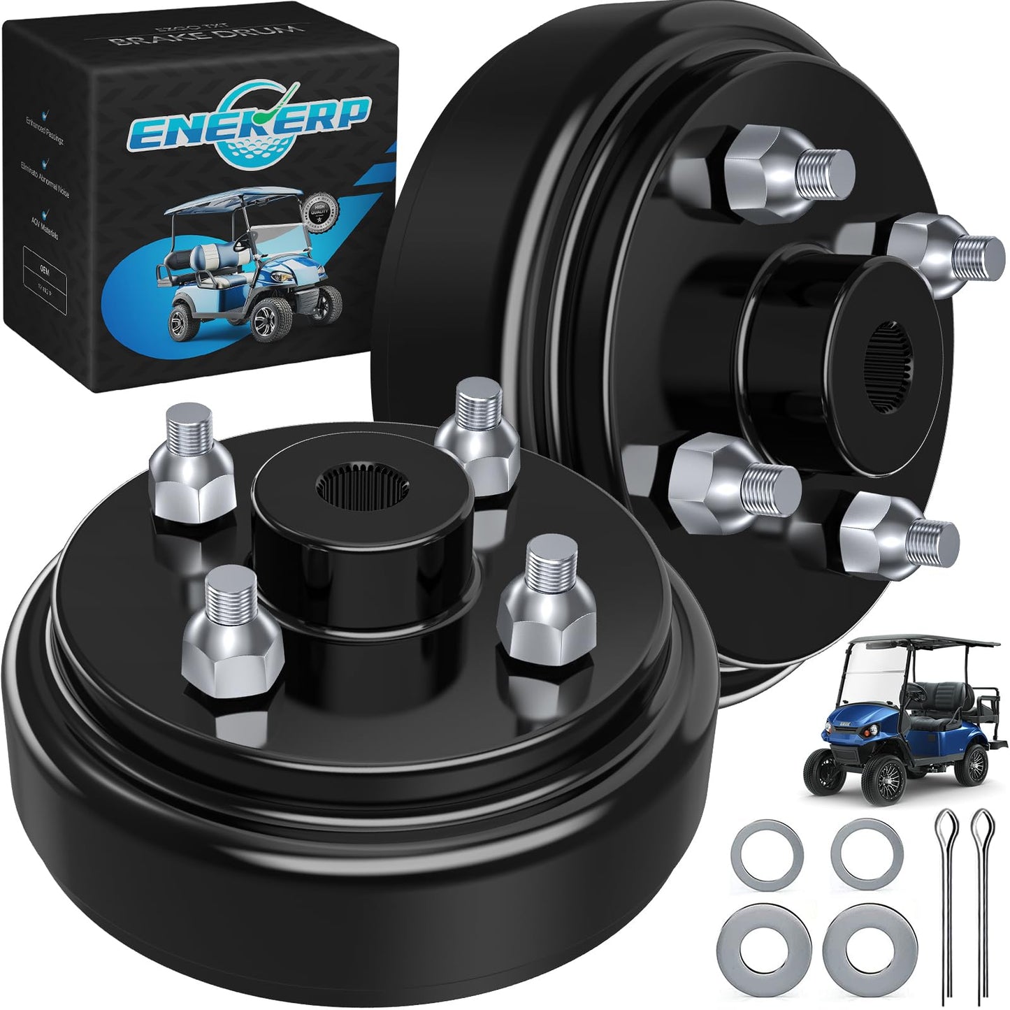 ENEKERP EZGO Brake Drum Hub Assembly, Golf Cart Brake Drums for EZGO TXT Electric 1982-UP & 2-Cycle Gas Vehicles 1982-1993, OEM# 19186-G1, 2PCS