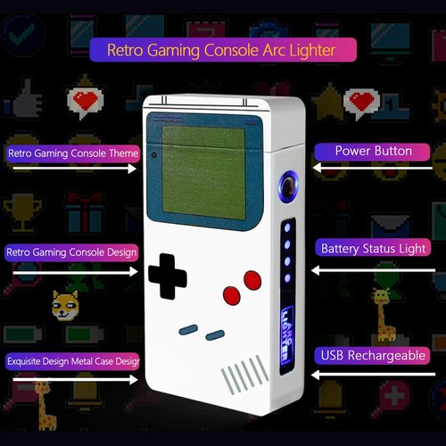 Game Console Arc Lighter - Windproof & USB Rechargeable Game Design Arc Lighter. Gift for Man.(Classic Style)