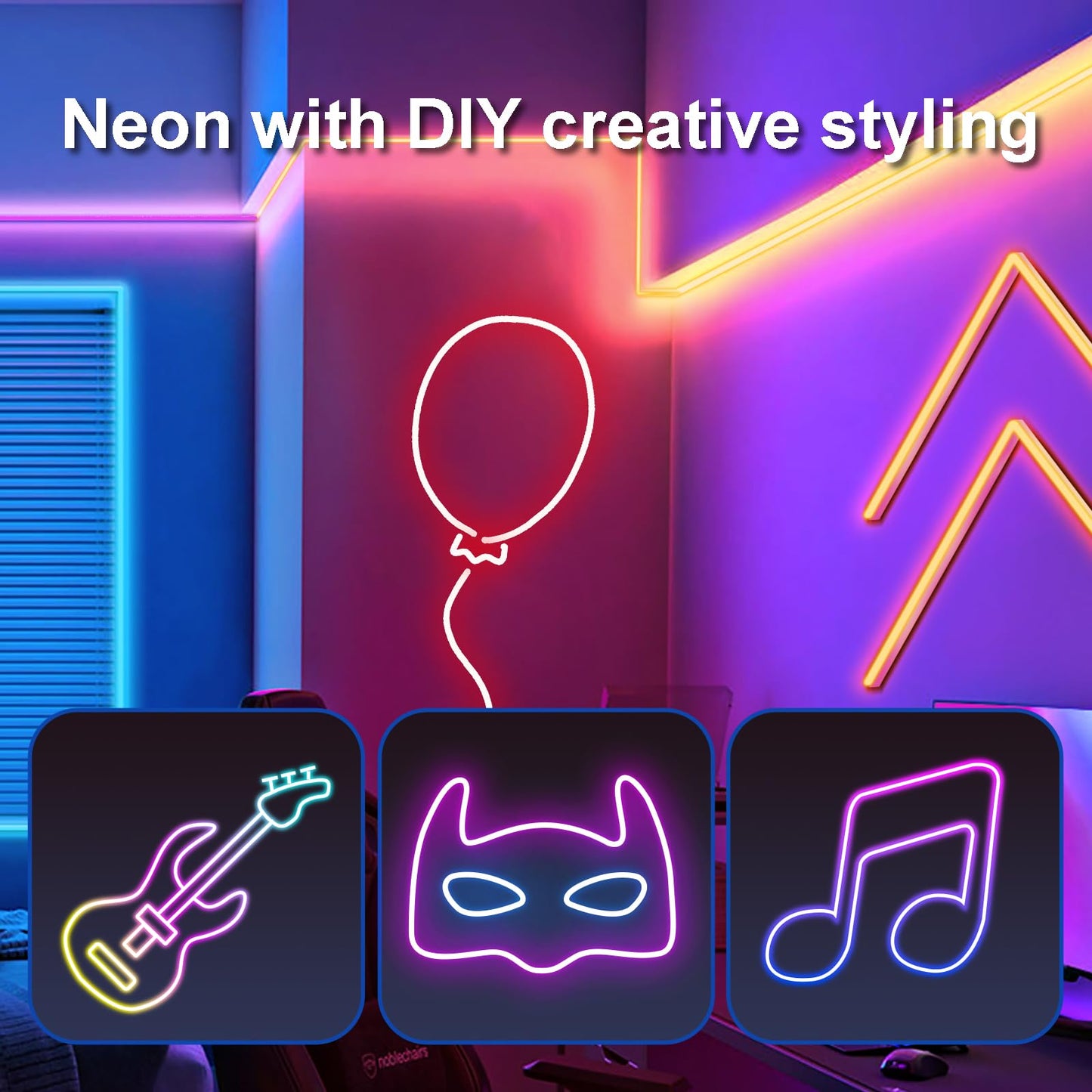 Vrribonx 19.6FT Led Neon Rope Lights Control with App/Remote,Flexible Led Rope Lights,Multiple Modes,IP65 Outdoor RGB Lights Waterproof,Music Sync Gaming Led Neon Strip Lights for Bedroom