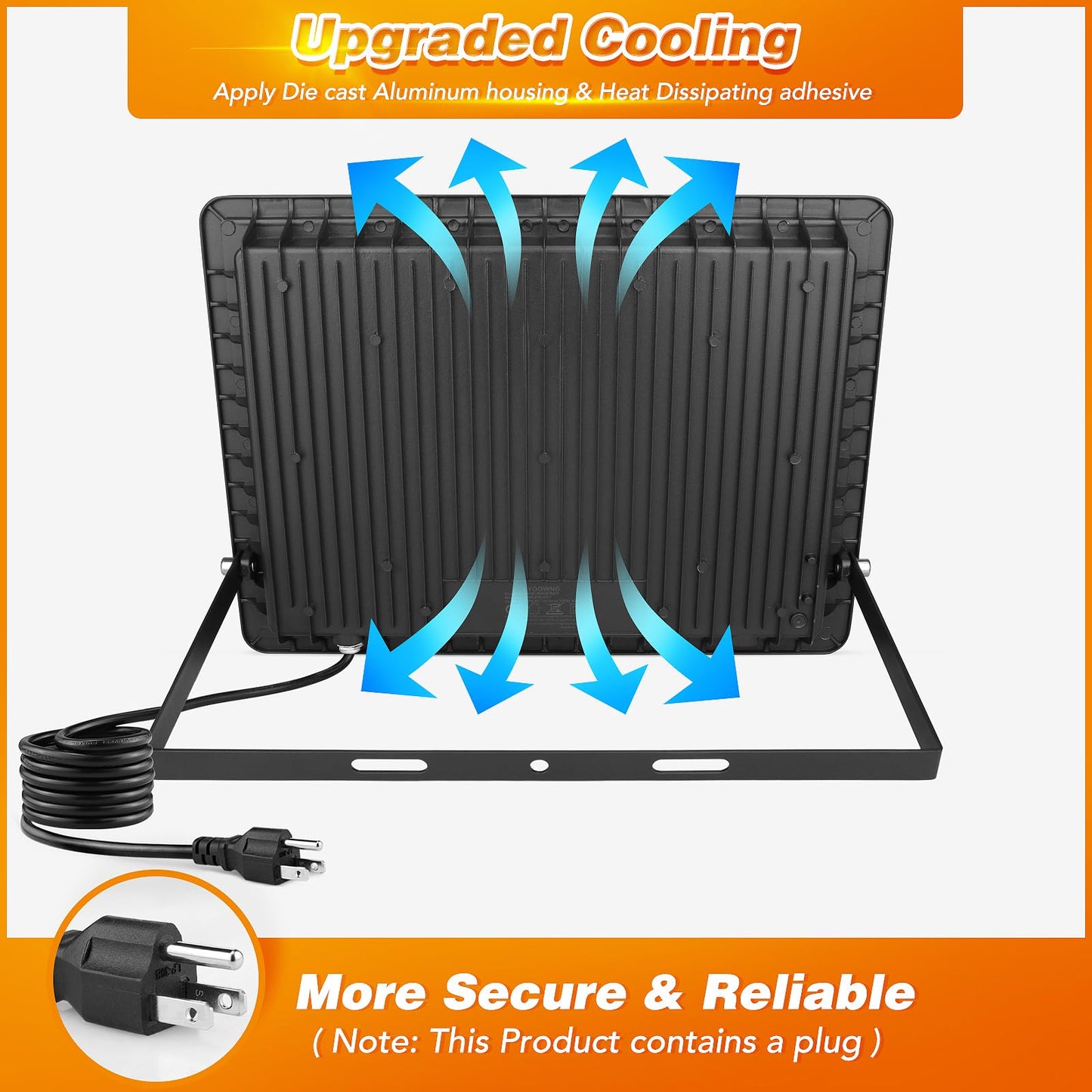 200W LED Flood Light Outdoor, 2Pack 20000LM Super Bright, IP66 Waterproof Outside Work Lights, 6500K Daylight White Security Lights