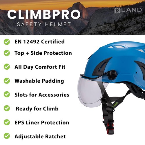 M02 Rocky Helmet for Rock Climbing – Durable, Lightweight Shell, Adjustable Chin Strap, Ventilated Design for Outdoor Adventure. (Blue)