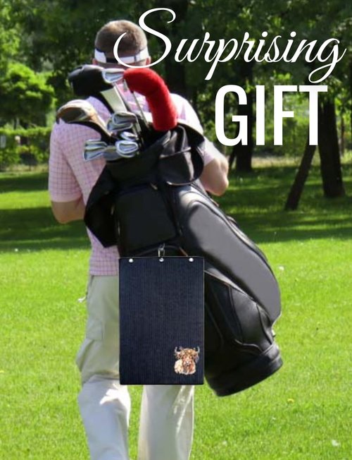 CybGene Highland Cow Gifts Golf Towel, Gifts for Highland Cow Lovers, 15.7“x23.6” Microfiber Golf Towel for Golf Bags for Birthday, Christmas