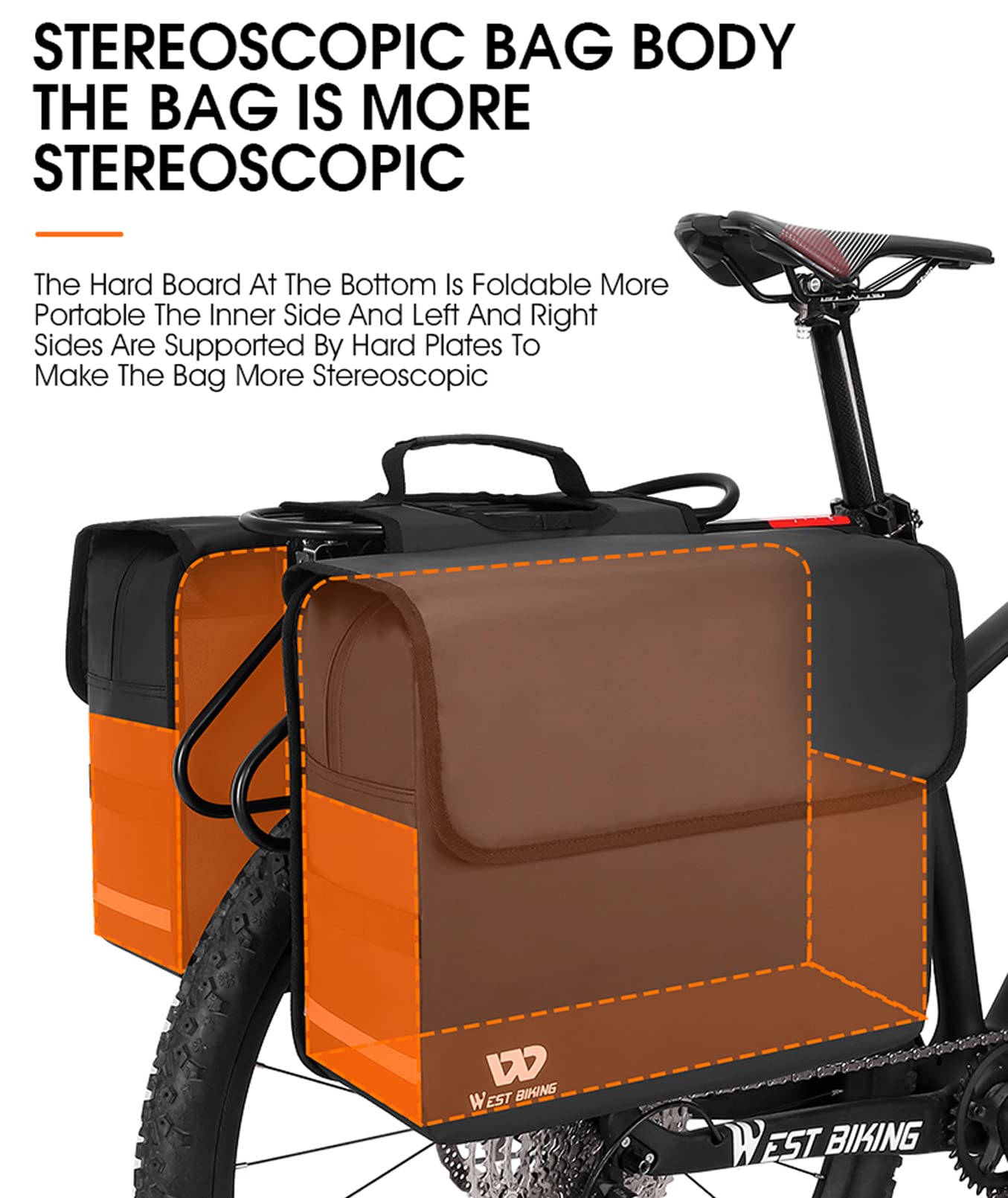 BAIGIO Bike Double Pannier Bags Waterproof Bicycle Rear Seat Panniers Pack with Reflective Stripe