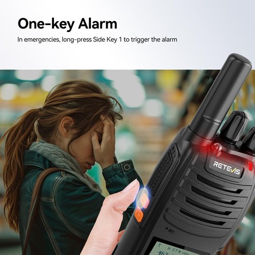 Retevis H777D Walkie Talkies for Adults with LCD Screen, Type-C Charging, FRS Long Range Handheld 2 Way Radio, Hand Free Rechargeable, for Business Restaurant Retail Church(6 Pack)