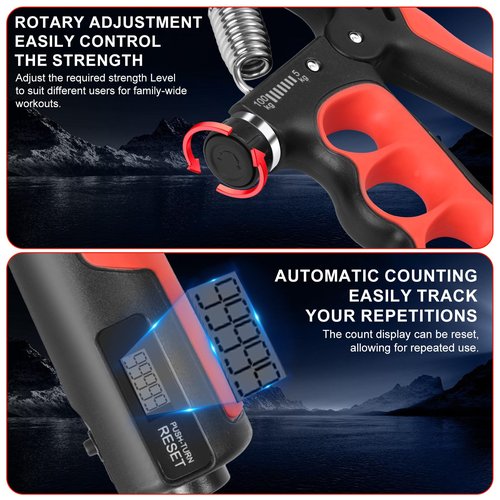 Keria Grip Strength Trainer Kit, Hand Grip Strengthener with Adjustable Resistance 11-220Lbs, Fingers Exerciser - Silicone Rings, Forearm Strengthener for Athletes Musicians and Injury Recovery