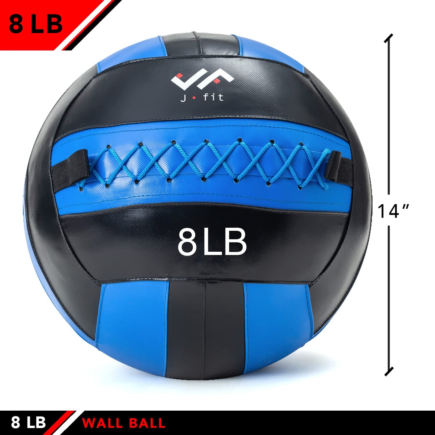 JFIT Wall Ball, 8 LB, Blue/Black