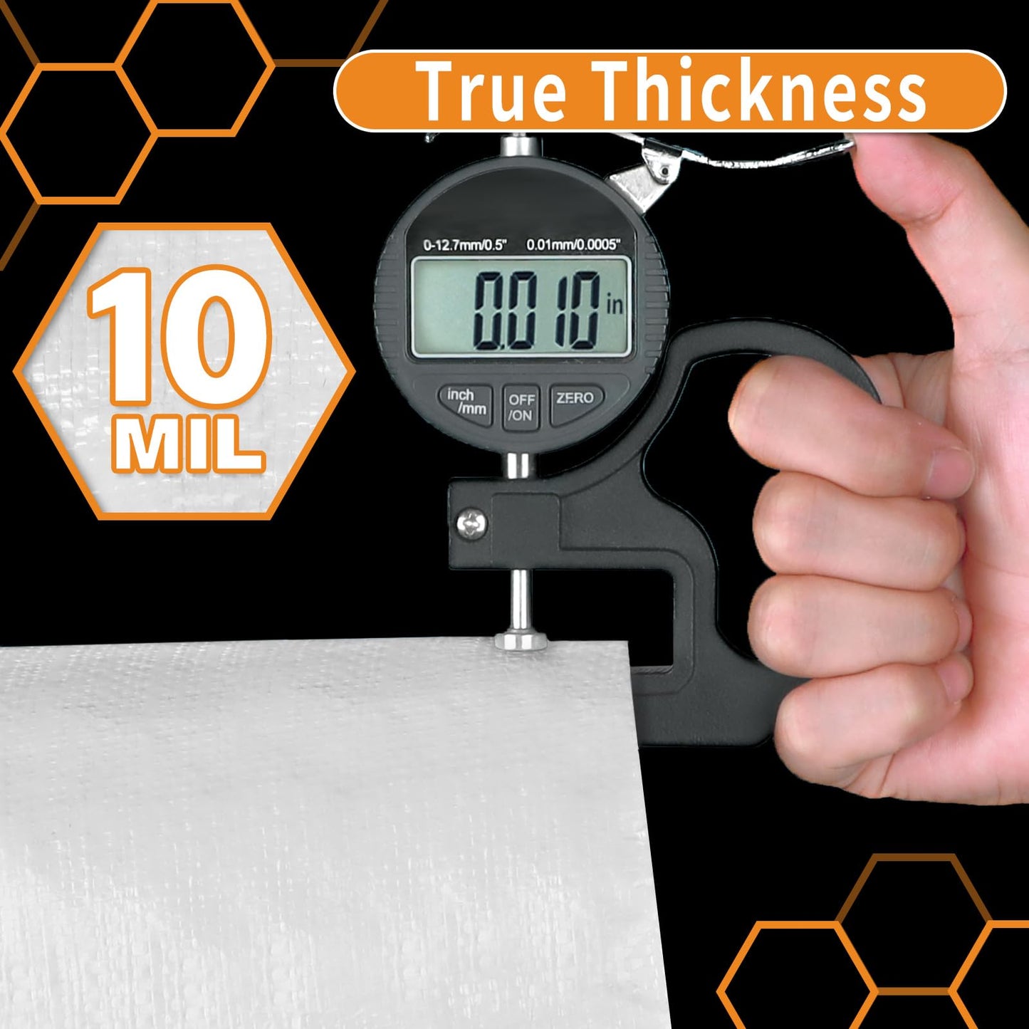 CAMPMAC White Heavy Dut Waterproof Tarp 4' x 6', 10 Mil Thick, High Durability, Rip and Tear Resistant with Metal Grommets Every 20 Inches