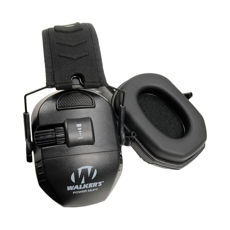WALKER'S Ultimate Power Muff - Noise Reducing 26dB NRR Hunting Gun Range Shooting Ear Protection Black Electronic Earmuffs with AFT, 2 AAA Batteries Included