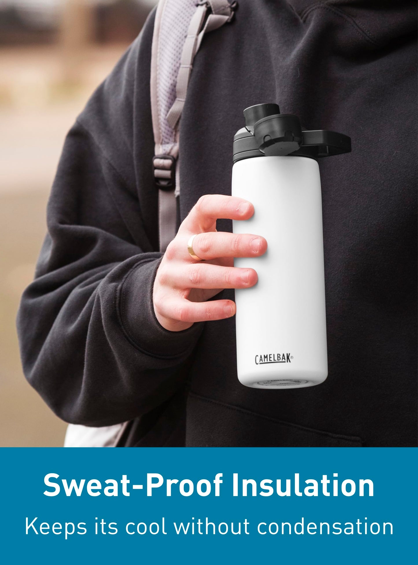 CamelBak Chute Mag Vacuum Insulated Stainless Steel Water Bottle, Magnetic Leak Resistant Cap for Everyday Hydration, 20oz, Black