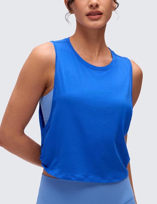 CRZ YOGA Pima Cotton Tank Top for Women - Loose Fit Sleeveless Workout Shirt | Perfect for Yoga & Gym