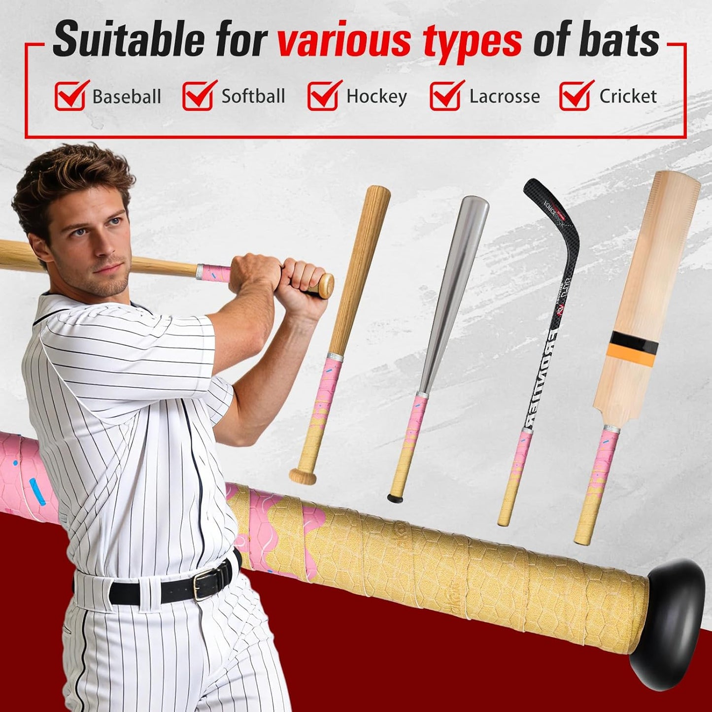 Skiennix Ice Cream Drip Baseball Bat Grip Tapes - Non-Slip, Sweat-Absorbent Wrap | 2/4 Pack, 0.5mm/1.1mm/1.75mm