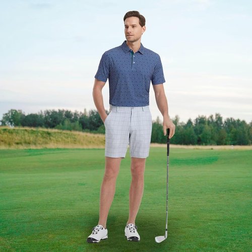 M MAELREG Men's Golf Shirt - Short Sleeve Dry Fit Polo with Moisture-Wicking Performance Patterns