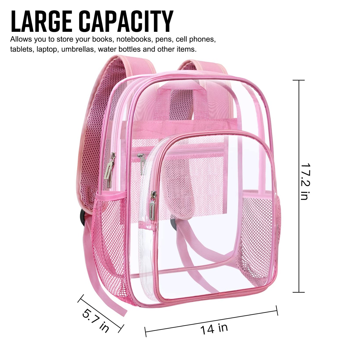 HEEYA Clear Backpack Heavy Duty Transparent Backpack for Security, Sports, Work, Travel, Stadium