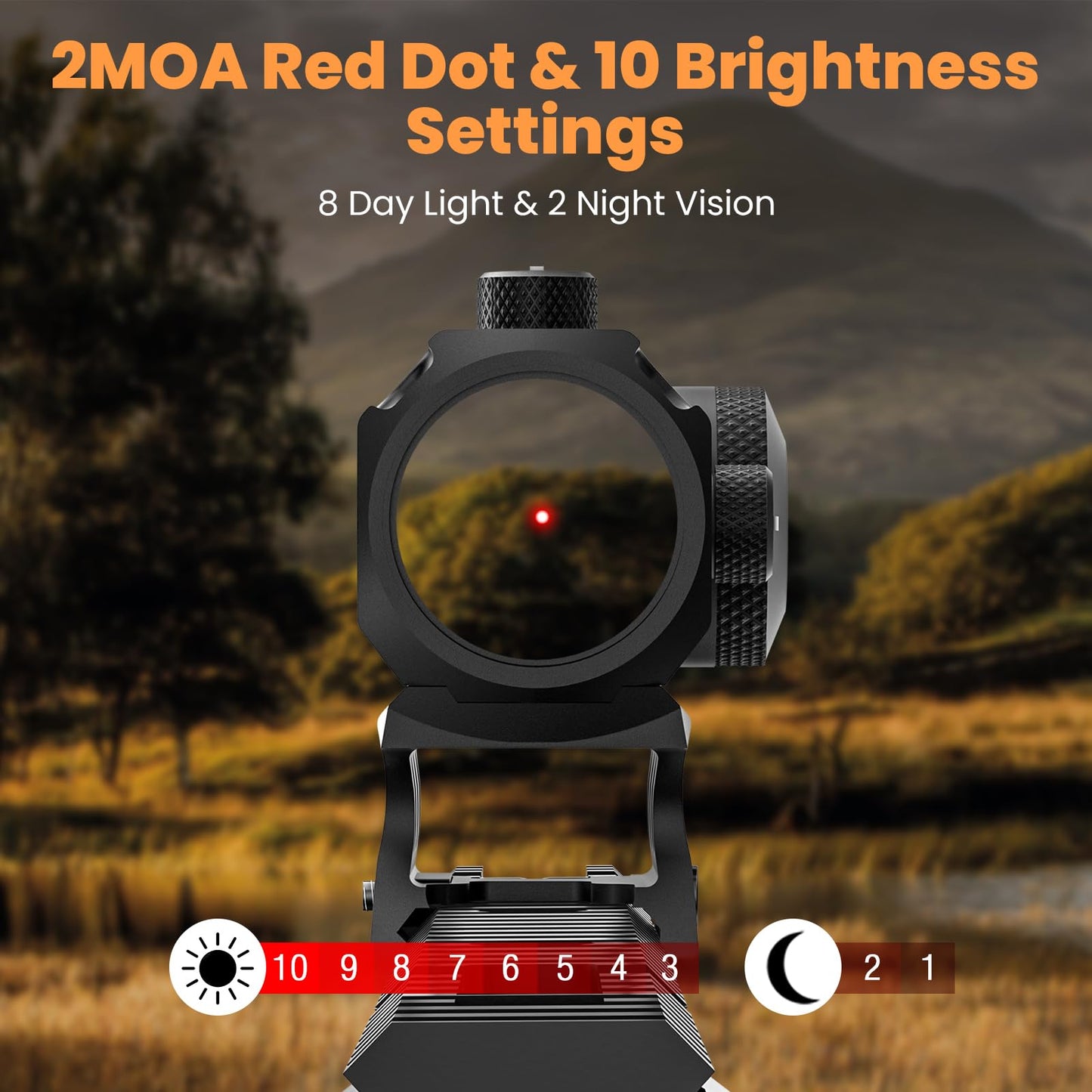 Red/Green Dot Sight Motion Awake 2MOA Red Dot IPX7 Waterproof 1000G Shockproof Compact Optics Scope 10 Brightness with Co-Witness Riser and Low-Profile Mount Rifle Scope for 20mm Rail Mount