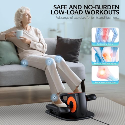 DUREXO Under Desk Elliptical - Quiet Portable Leg Exerciser for Seniors | 12 Adjustable Speeds with Remote Control