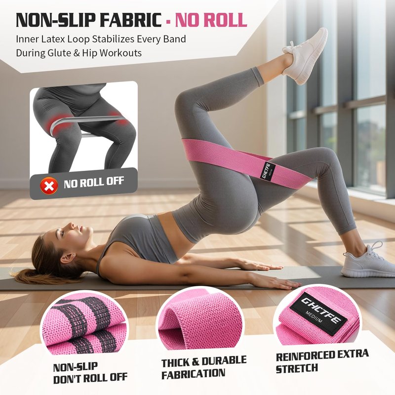 GHCTFE 15PCS Booty Bands for PT& Yoga Class, Athletes Training, Home Gym Exercise, Non-Slip Fabric Resistance Bands Bulk Set for Glute, Leg Bands for Women, 3 Resistance Levels with Carry Bag