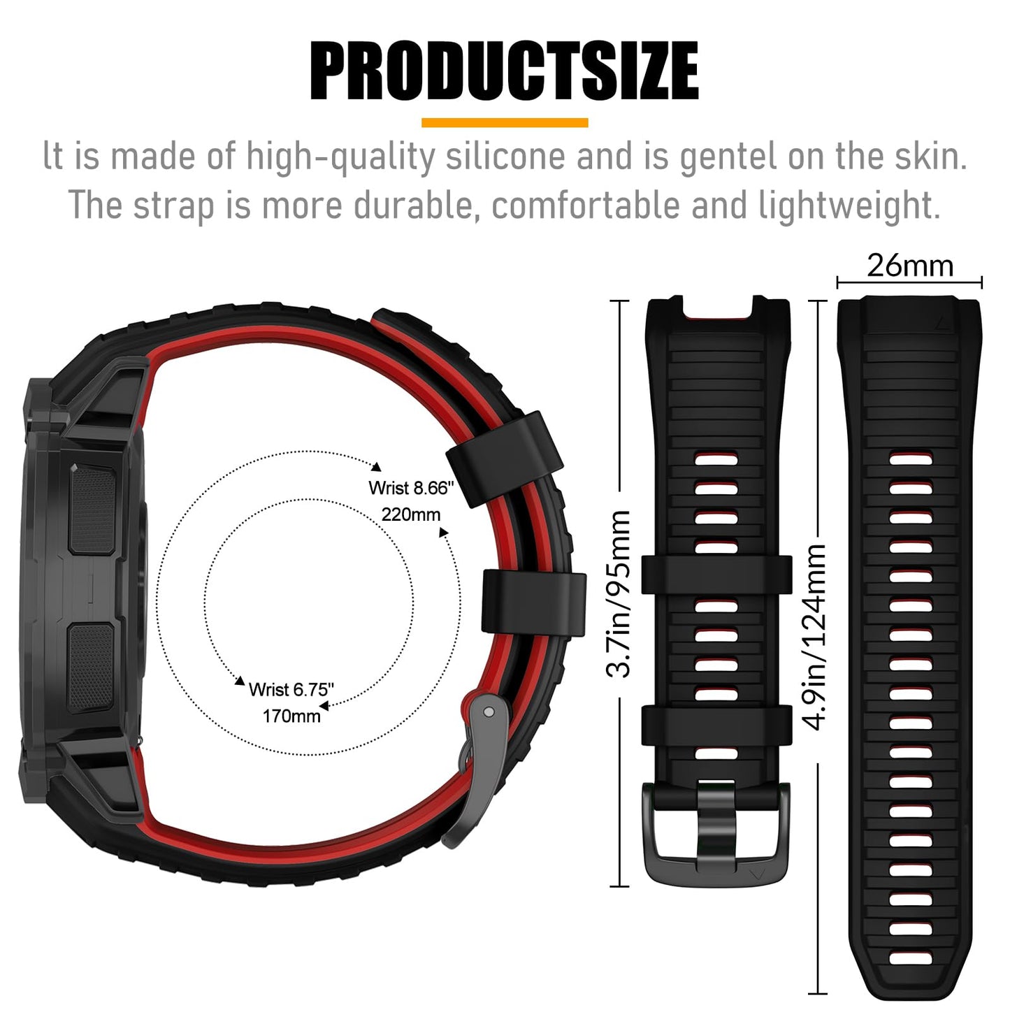 OVERSTEP for Garmin Instinct 2X Band, Soft Silicone Replacement Watch Strap Compatible with Garmin Instinct 2X Solar, Tactical GPS Smartwatch
