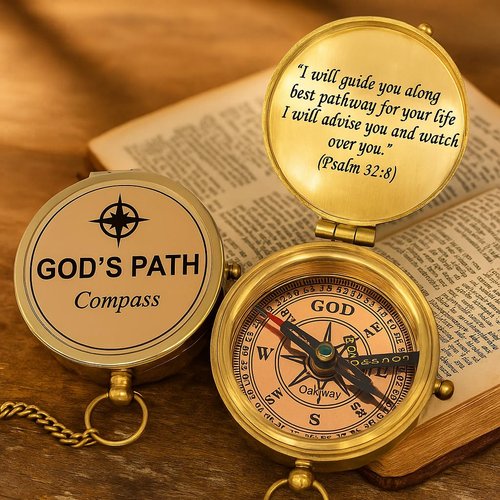 God's Path Compass – Communion & Confirmation Gift for Teenage Boys | Baptism Religious Gifts for Men, Christian, Catholic, Graduation | Sentimental & Inspirational Present – Greeting Card Included