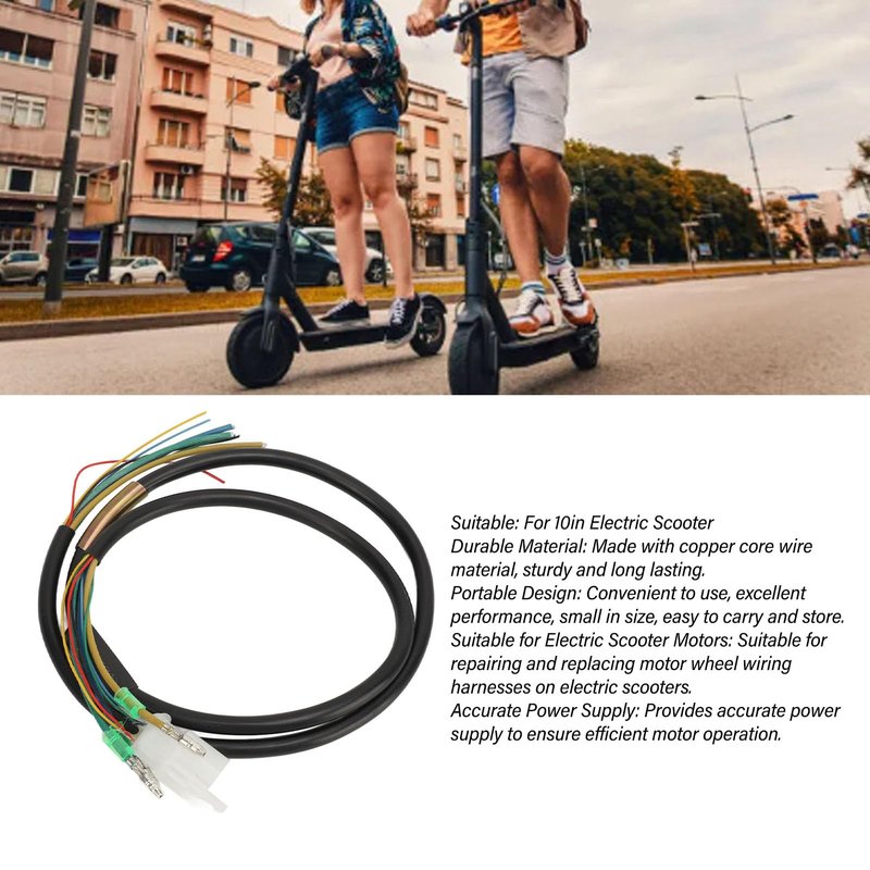 Tissting Electric Scooter Motor Wire Harness - 2.5mm Copper Core Cable for 10in Hub Motor 1200W, Universal E-Scooter Replacement Part, High Sensitivity & Easy Installation
