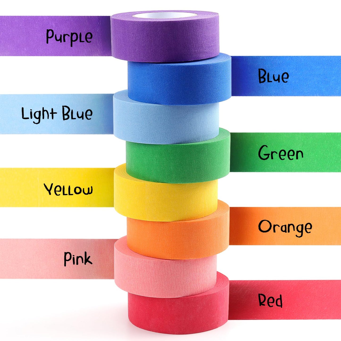 LONGKEY Colored Masking Tape Painters Tape 1 Inch X 20 Yards, 8 Rolls, 160 Yards in Total, Craft Color Painters Colorful Art Rainbow Labeling Tapes Marking Tape for Kids Crafts Moving Classroom