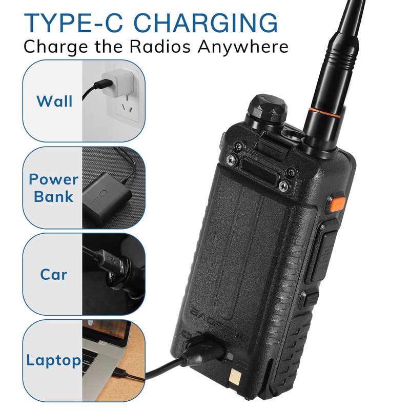 BAOFENG UV-5RM Plus 10W Ham Radio Handheld, UHF VHF Long Range Two Way Radio Walkie Talkie, NOAA FM AM(Airband) Receiver, with Protection Case, 2500mAh Battery USB-C Rechargeable, Chirp Compatible