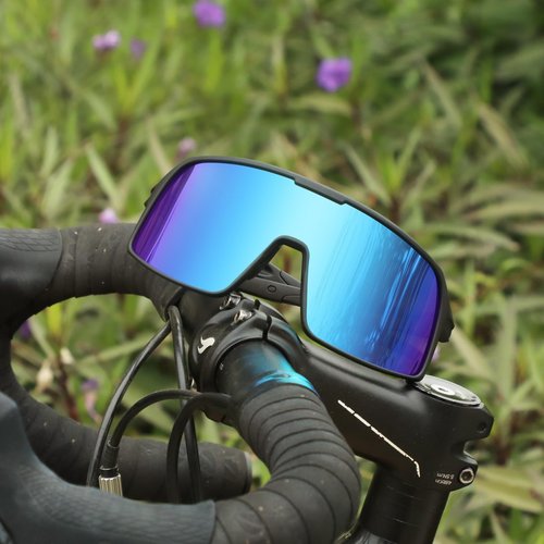 BangLong Polarized Cycling Glasses Sports Sunglasses, UV400 Protection, Men Women Running Fishing Driving Baseball Glasses (Black Blue)