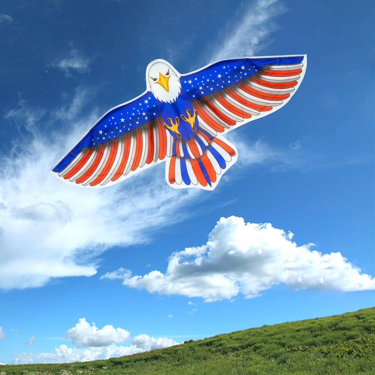 Patriotic Eagle & Dragon Kites by [Brand Name] - Easy to Fly Huge 2-Pack for Kids & Adults | 328FT String Included