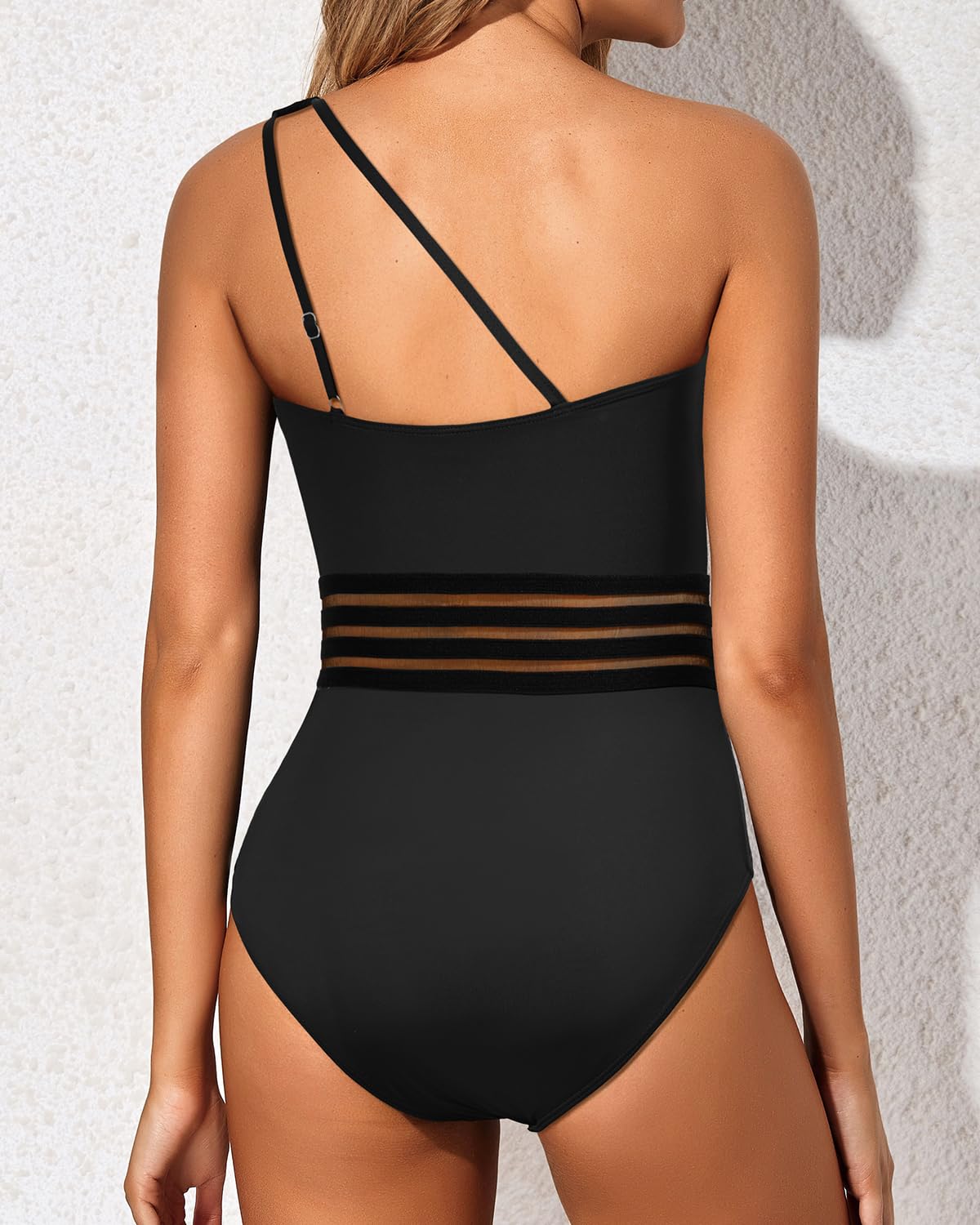 Women's One Shoulder One Piece Tummy Control Swimsuit Full Coverage