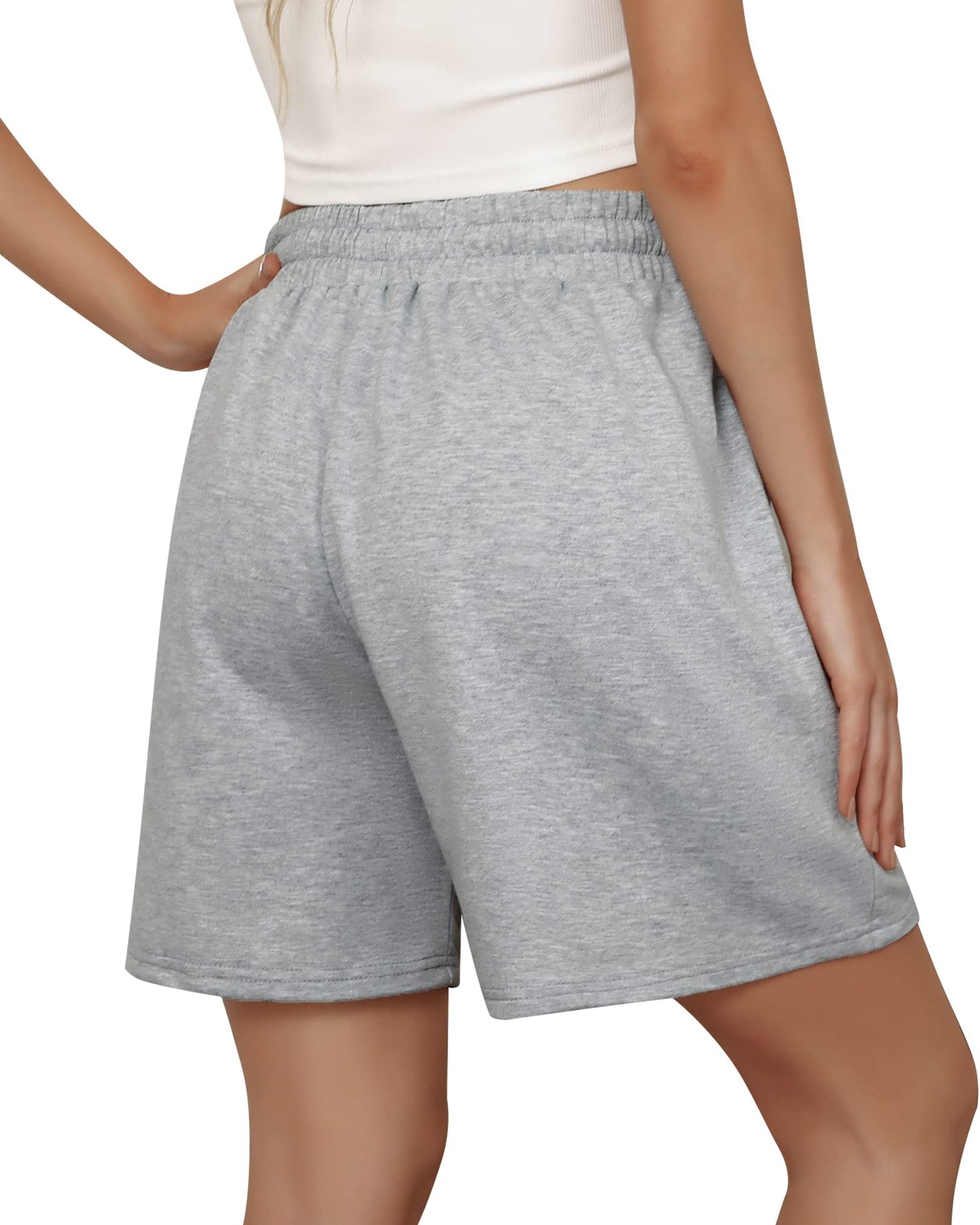 Women Lounge Shorts 7" Inseam Bermuda Shorts Workout Hiking Running Active Shorts for Teen Girls Grey XL