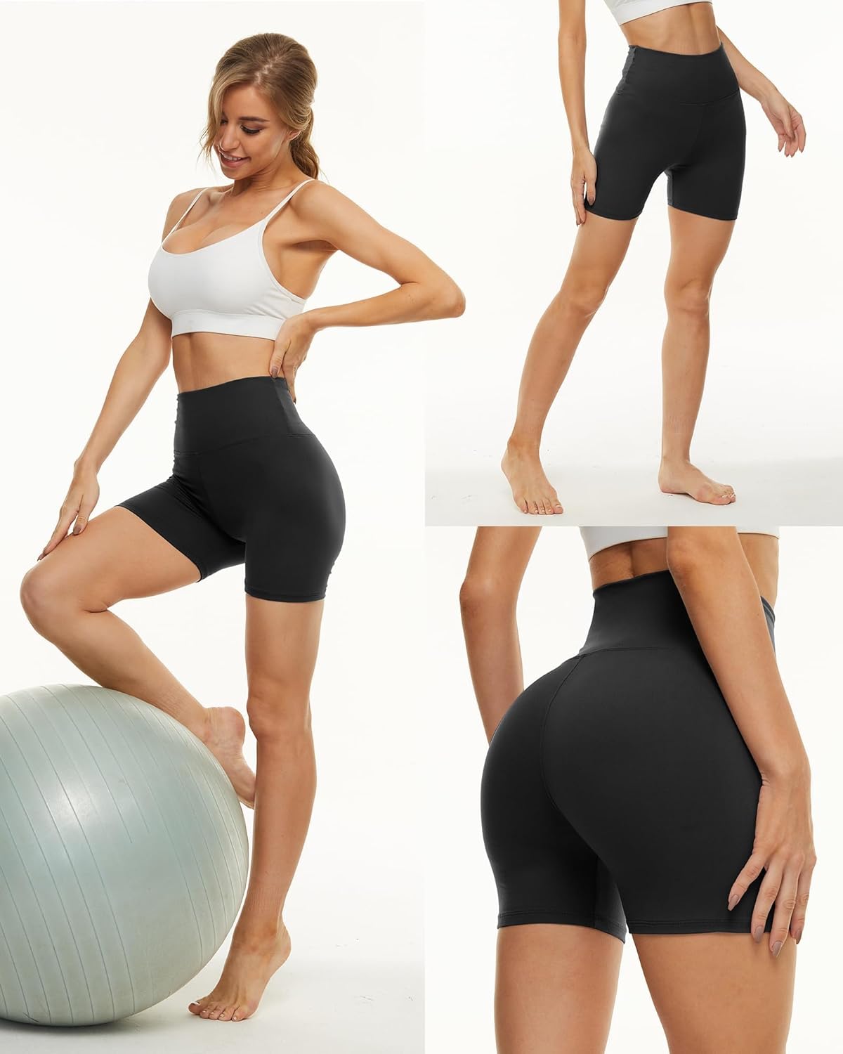 NexiEpoch Biker Shorts for Women - High Waisted Black Spandex | 3"/5"/8" Booty Workout & Dance