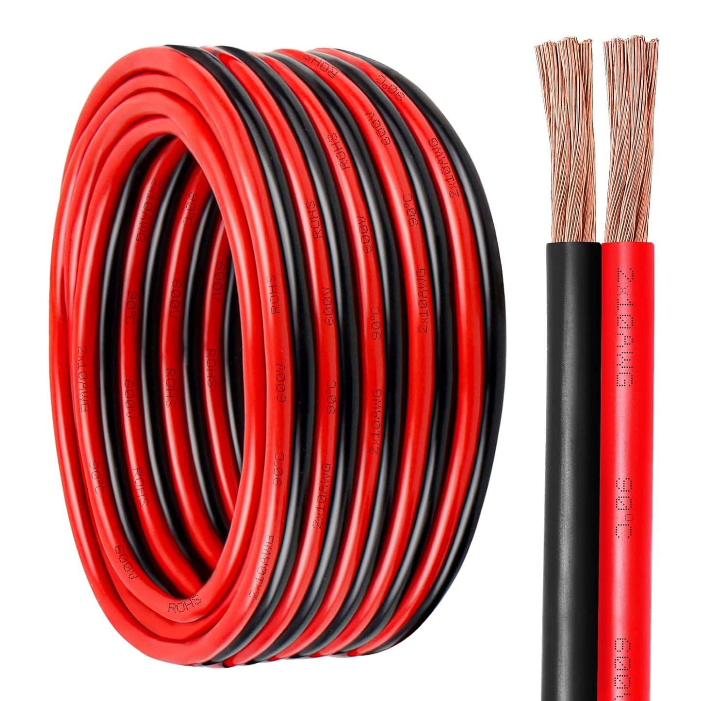 10 Gauge Copper Wire - Oxygen-Free 10 AWG Battery Cable for Solar, Automotive, RV & Speaker | 30FT