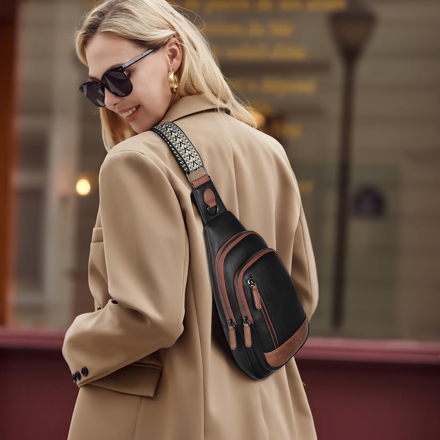 CLUCI Crossbody Bags for Women Men,Leather Sling Bag Cross Body Backpack for Woman Gifts for Women Birthday Unique