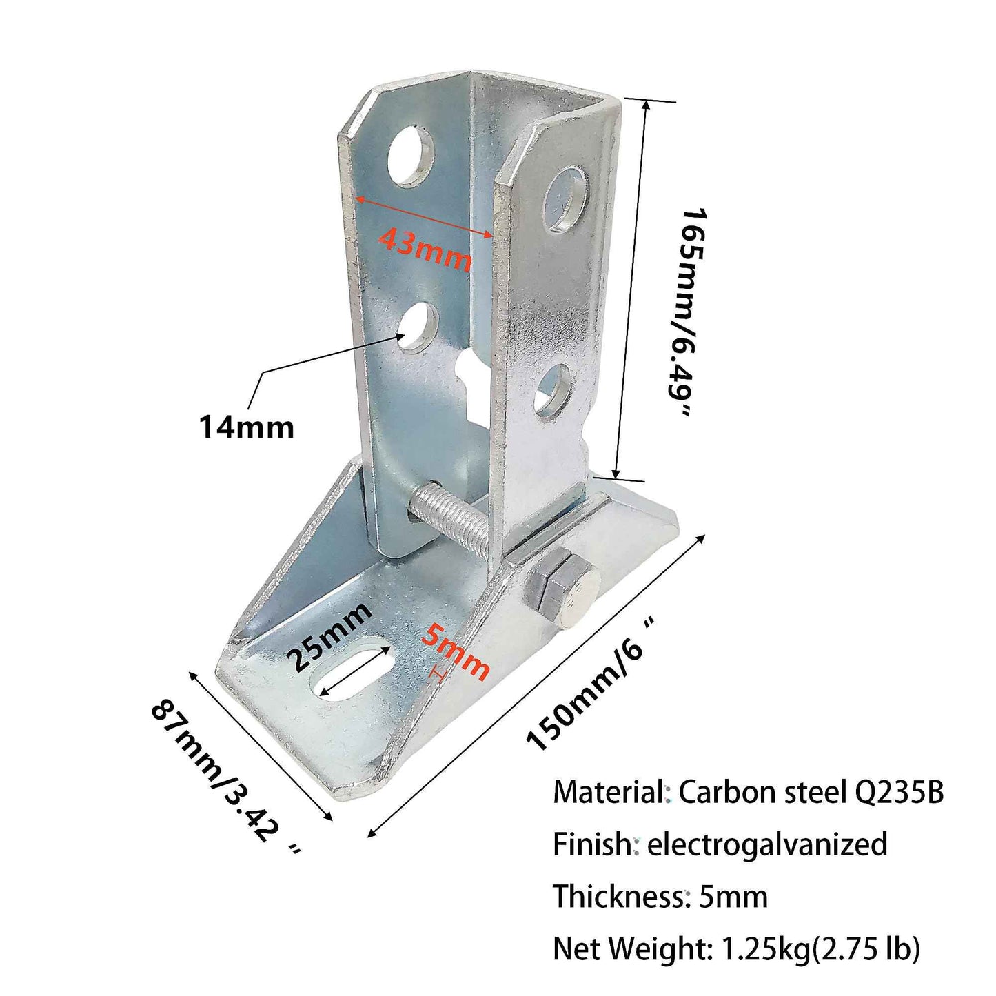 BIAXJUNY Adjustable Brace Fitting,180 Degree Turn Joint Connector Bracket Fit for 1/2" Bolt in 1-5/8" Strut Channel, Electrogalvanized（2 Pack）
