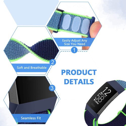 AVOD Nylon Watch Bands Compatible with Fitbit Charge 4/Charge 3/SE, Soft Replacement Wristband Breathable Sport Strap with Band for Women Men