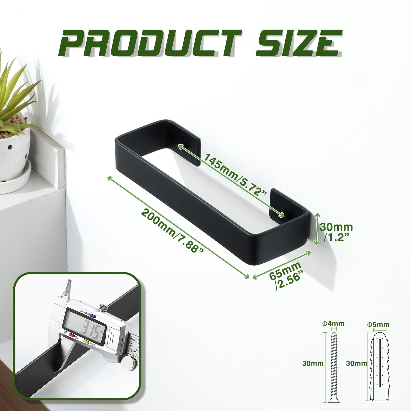 Alise Hand Towel Holder Black Towel Bar for Bathroom Wall Mount,SUS304 Stainless Steel Towel Rack for Bathroom and Lavatory,Kitchen,8'' Bath Towel Hanger Towel Rail