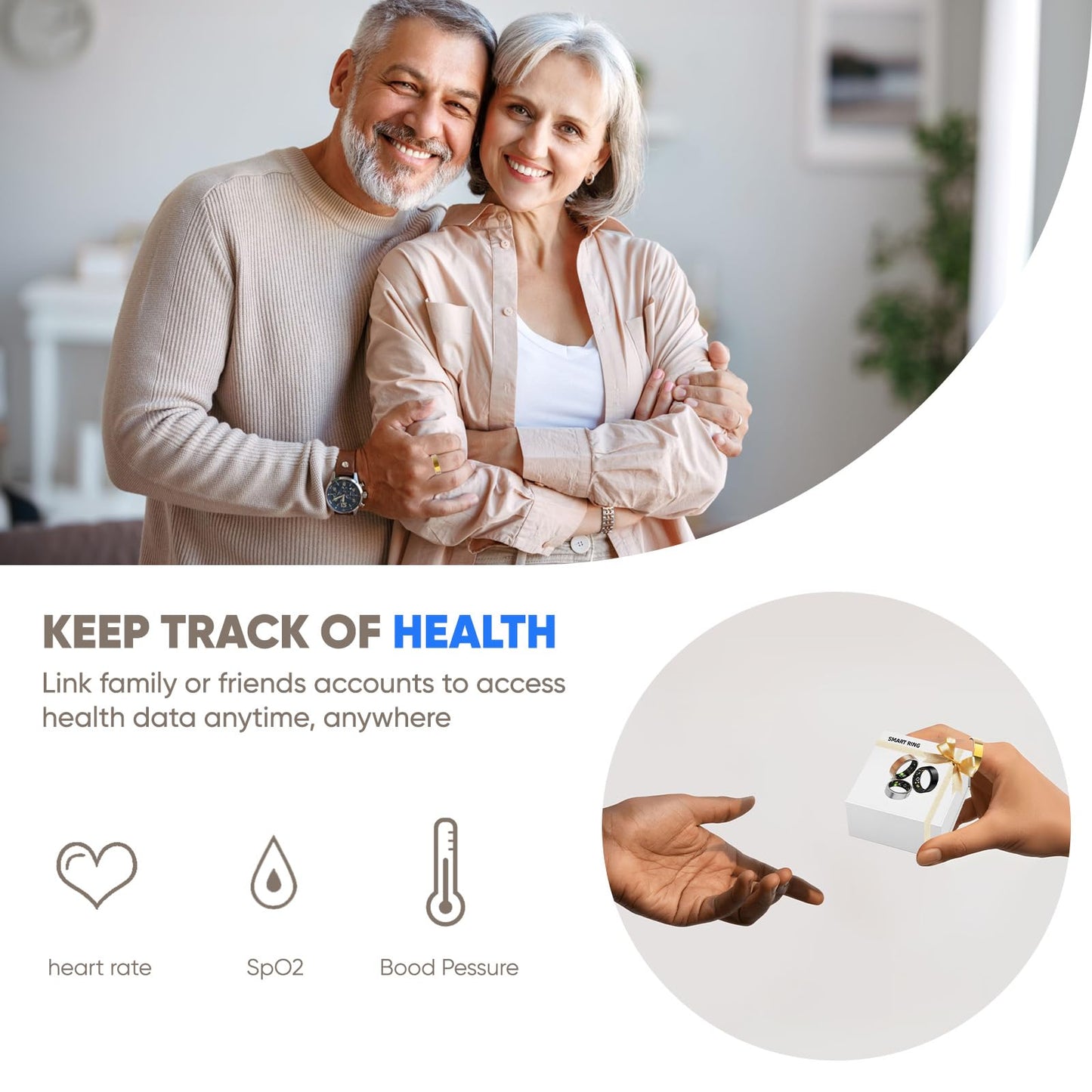 Othelia Smart Ring for Women Men with Sleep Monitoring, Step Counting, Heart Rate, Blood Oxygen, IP68 Waterproof for iPhone and Android, No Subscription Fee (Gold, 10)