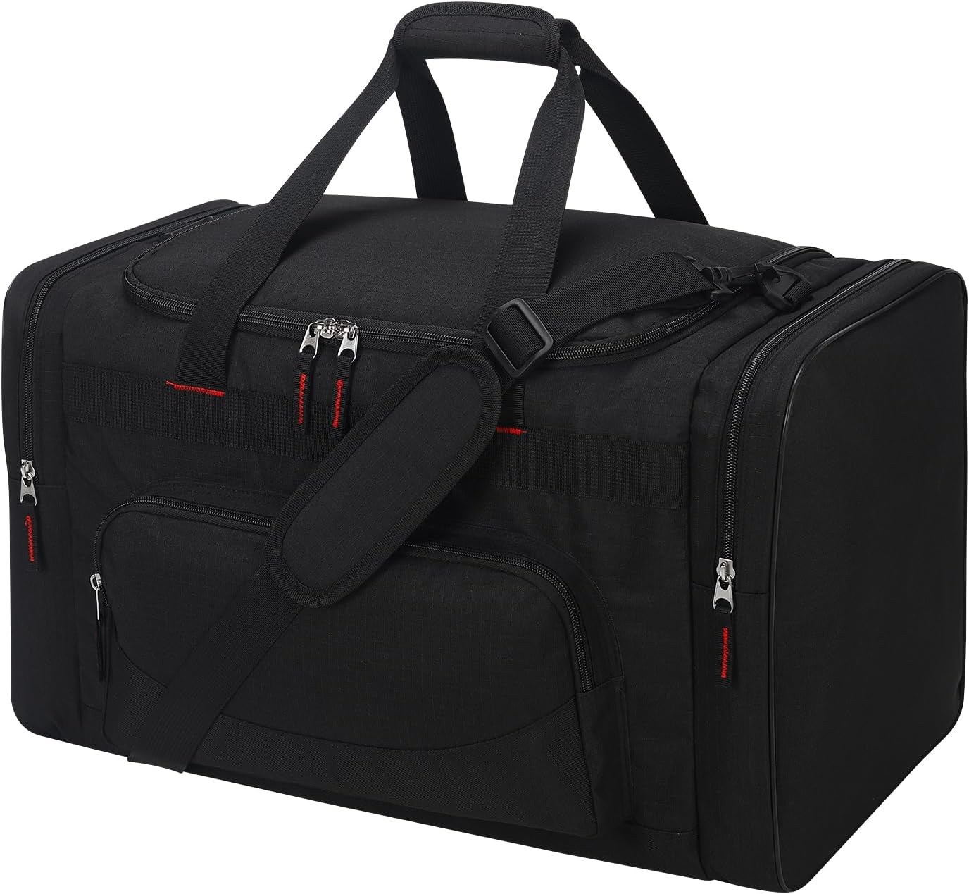 Skiennix 22-Inch Gym Bag for Men - 55L Large Travel Duffle with Multiple Zippered Pockets | Black