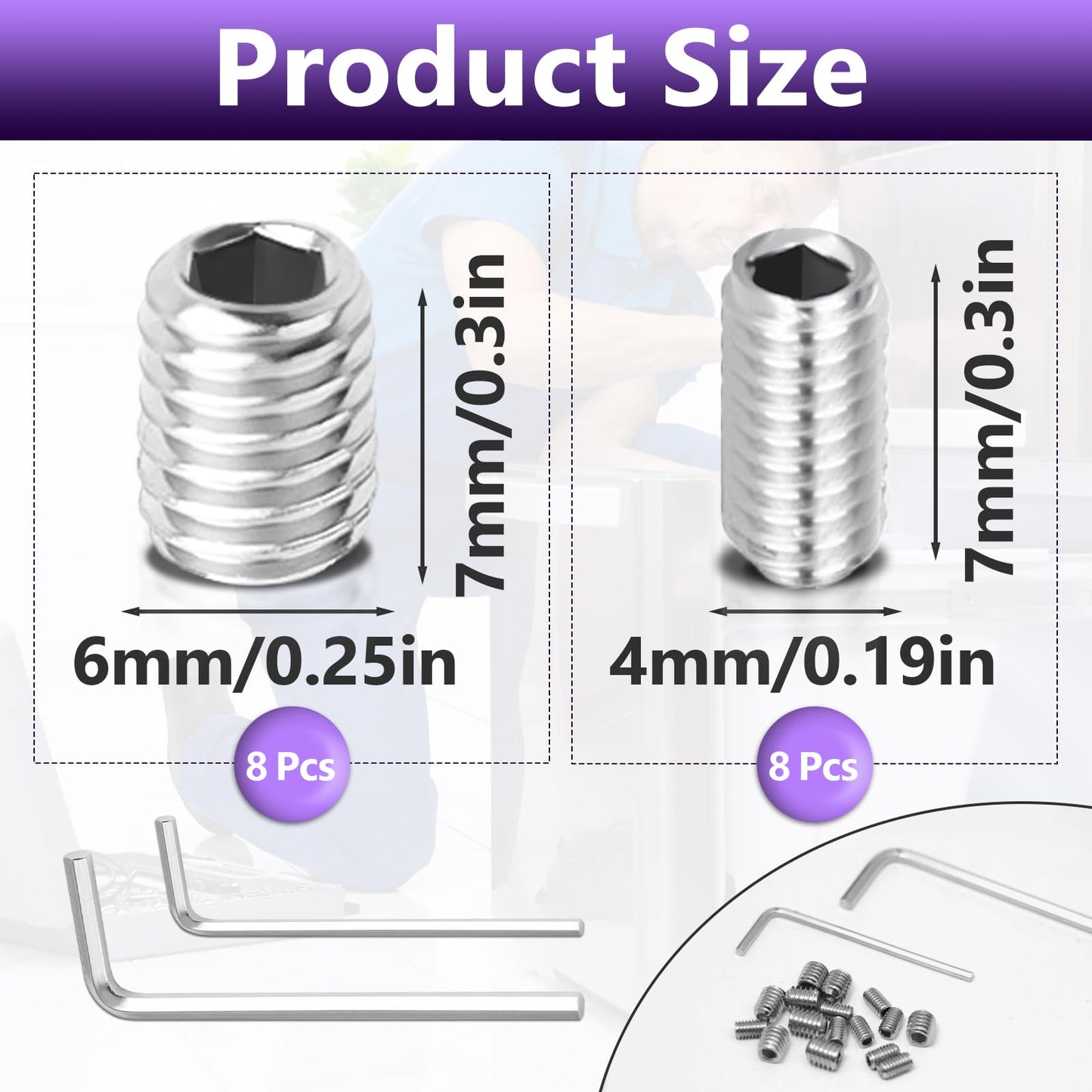 8 Packs W11366418 Refrigerator Freezer Door Handle Mounting Set Screw, Stainless Steel for Whirlpool Handle Screw, Screws for Refrigerator Door AM 1-5-1 - EA221008/EA230910 -Includes Mounting Wrench