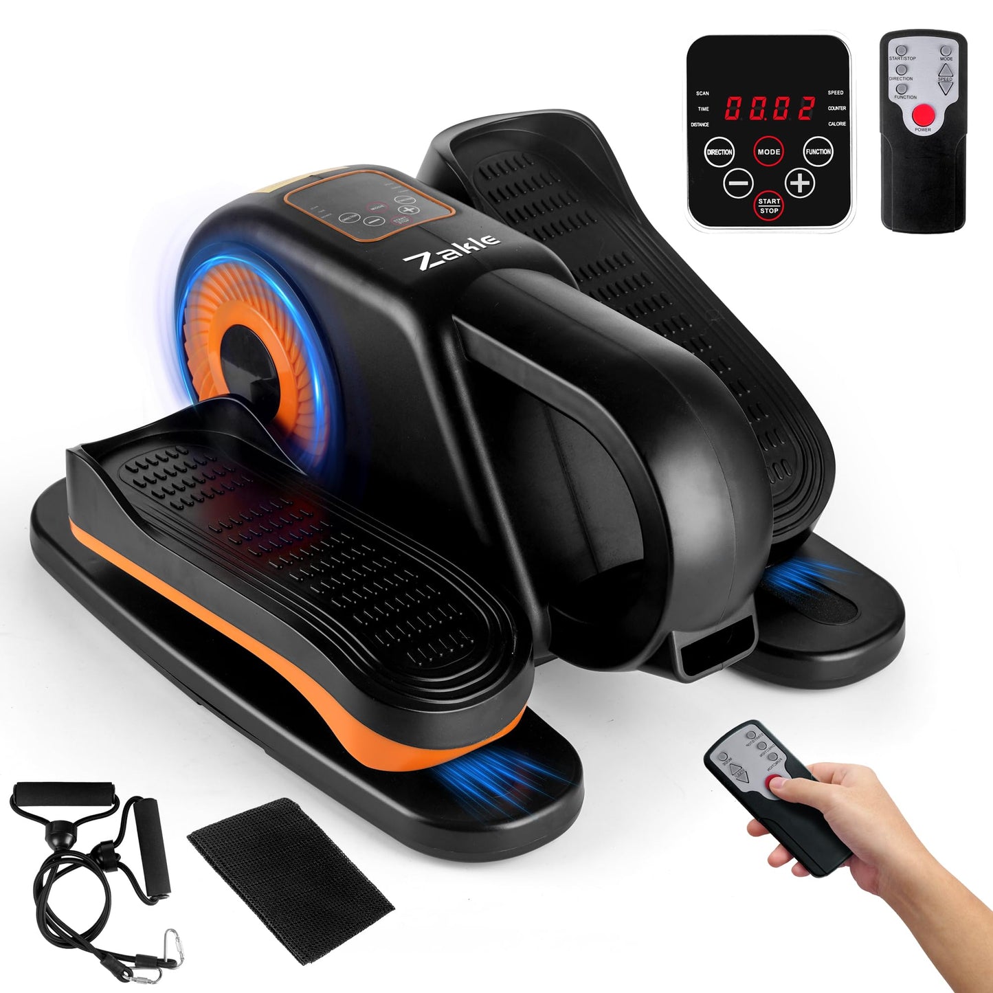 Zakle Under Desk Elliptical Machine, Ellipse Leg Exerciser as Seen on Tv for Seniors w/Remote & 12 Speeds Level, Manual & Auto Mode, Quiet Electric Seated Pedal Exerciser for Home Office (Black)