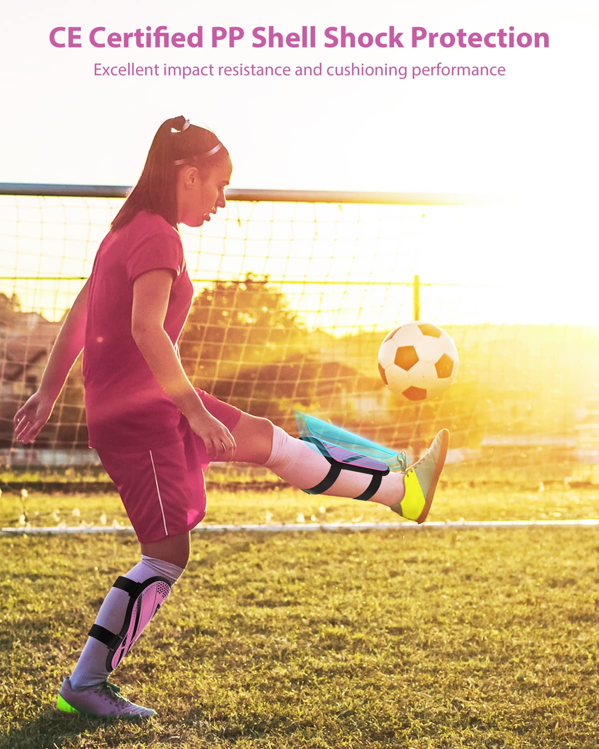 Shin Guards Soccer Kids Youth, CE Certified Airsfish Shin Pads Protection Gear for 2-18 Years Old Boys Girls Teenagers High Impact Resistant Breathable Comfortable 1 Pair 4 Sizes (Small, Pink)