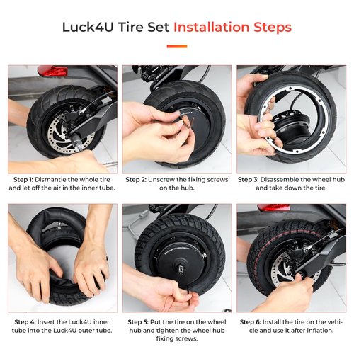 LUCK4U 8x3.00-5 Off Road Tire with Inner Tube 8 Inch Tubeless Tire for Kaabo Mantis 8 Electric Scooter Accessories Rear Front Tire Anti-skid Shockproof (2 Set), black