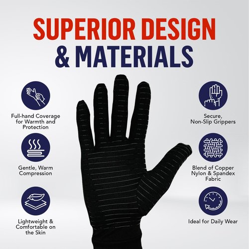 Doctor Developed Copper Arthritis gloves Compression gloves for Women & Men and Handbook,Useful for RSI, Carpal tunnel (Medium)