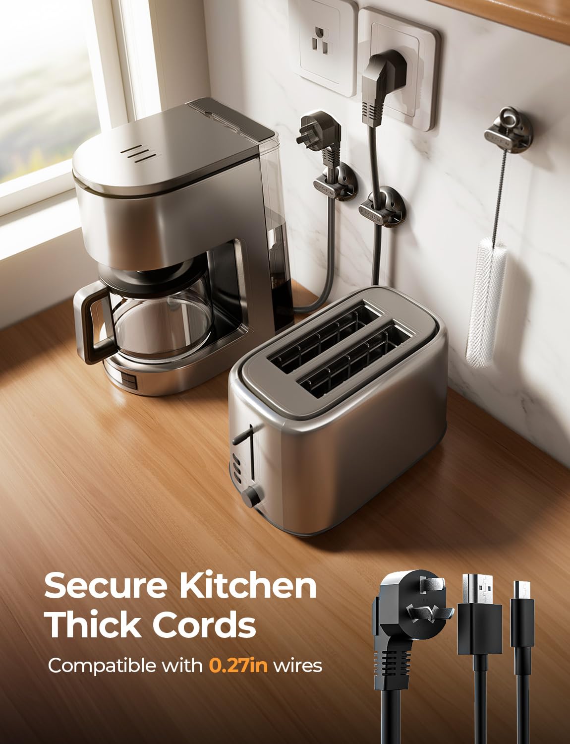 8-Pack Magnetic Cable Clips [1S Snap-On] Cord Holder, LISEN Office Desk Organizers and Accessories with 4 Extra Strong Adhesive Pads, Wire Organizer for Nightstand, Home, Wall, Car, Desktop