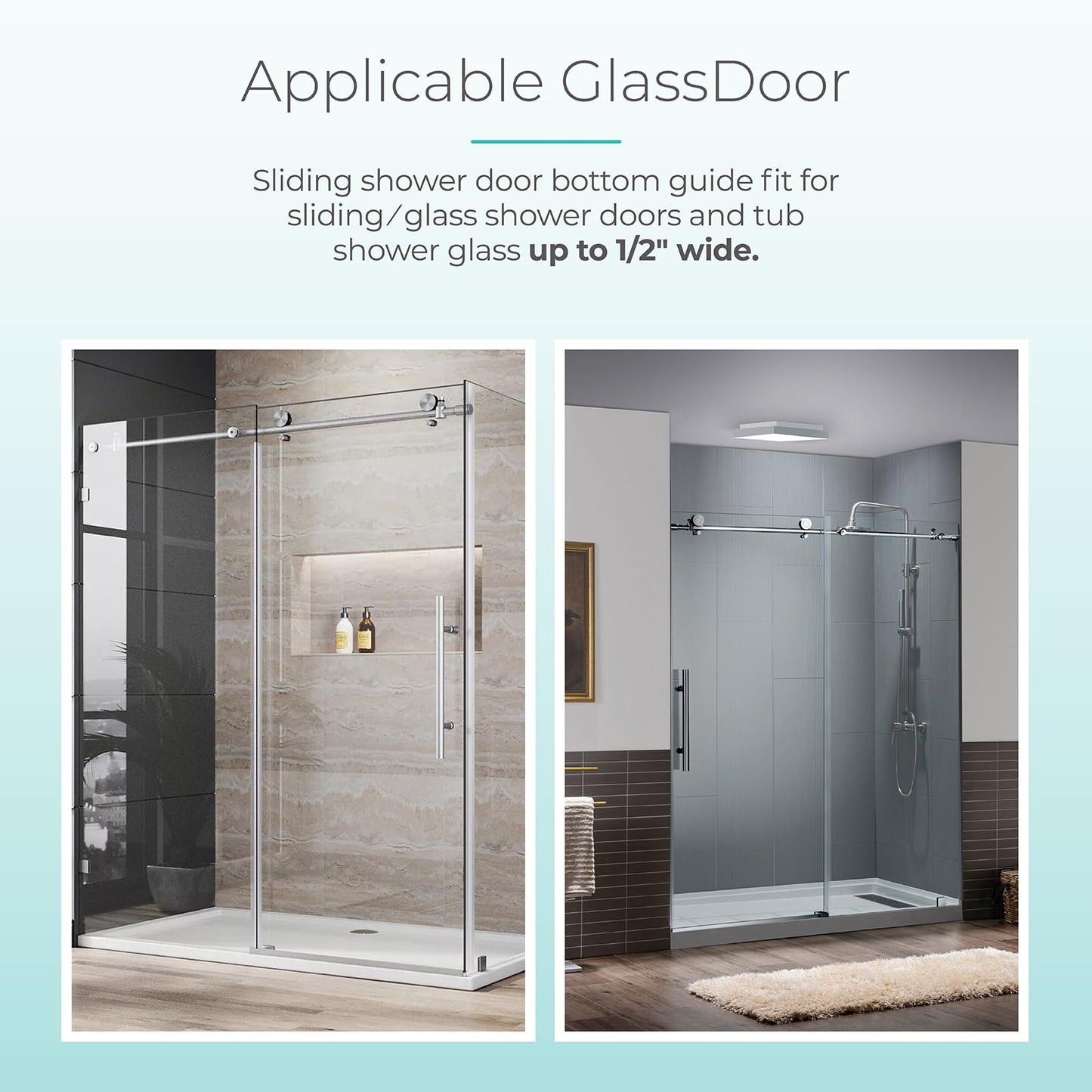 Shuisen Sliding Shower Door Bottom Guide 1/2" x 3" Fit for Glass Sliding Shower Doors Up to 1/2" Wide, Shower Door Plastic Track Guide with Screw, Shower Door Replacement Parts, Black 1 Pack