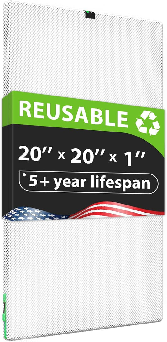 20x20x1 Washable Air Filter - Reusable MERV 8 for AC & HVAC Systems