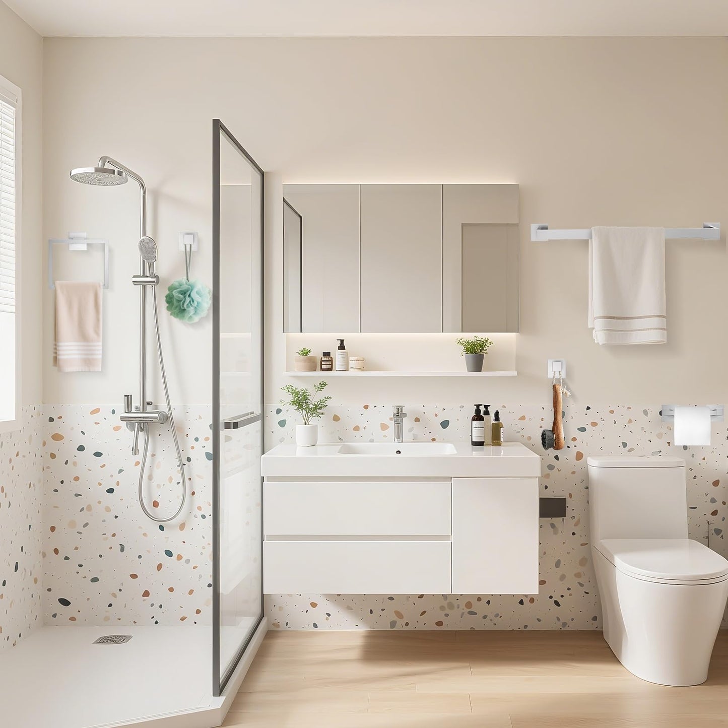 TURS 10-Piece Bathroom Hardware Accessories Set Brushed Nickel Towel Bar Holder Set SUS304 Stainless Steel Towel Racks for Bathroom Wall Mounted, 23.6-Inch