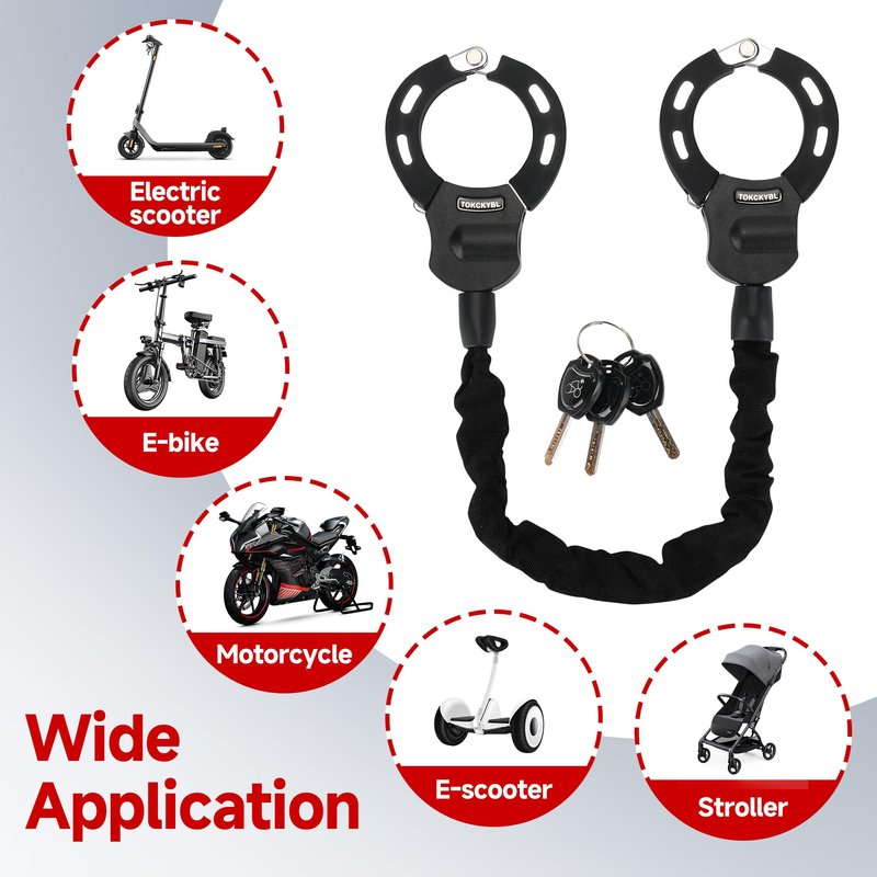 TOKCKYBL Heavy Duty Electric Scooter Lock with Scooter Bag - 8mm Anti-Theft Chain Lock, 94cm Weatherproof Security for E-Scooters, E-Bikes, Motorcycles