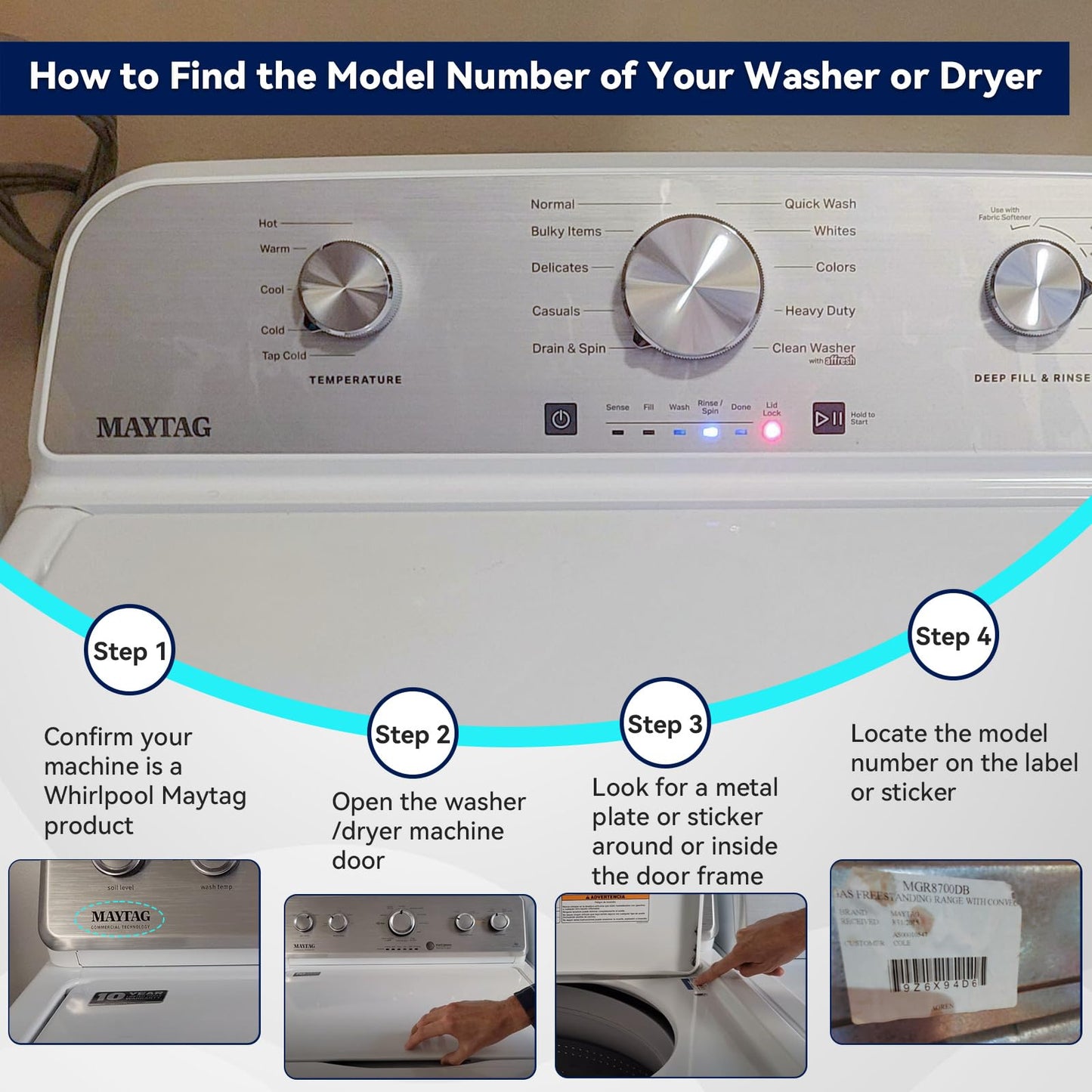 W11675852 Dryer Knob Replacement for Maytag, Large Dryer Control Knob Replacement Parts for Maytag Washer Dryer Timer Knob, Replaces W11328381