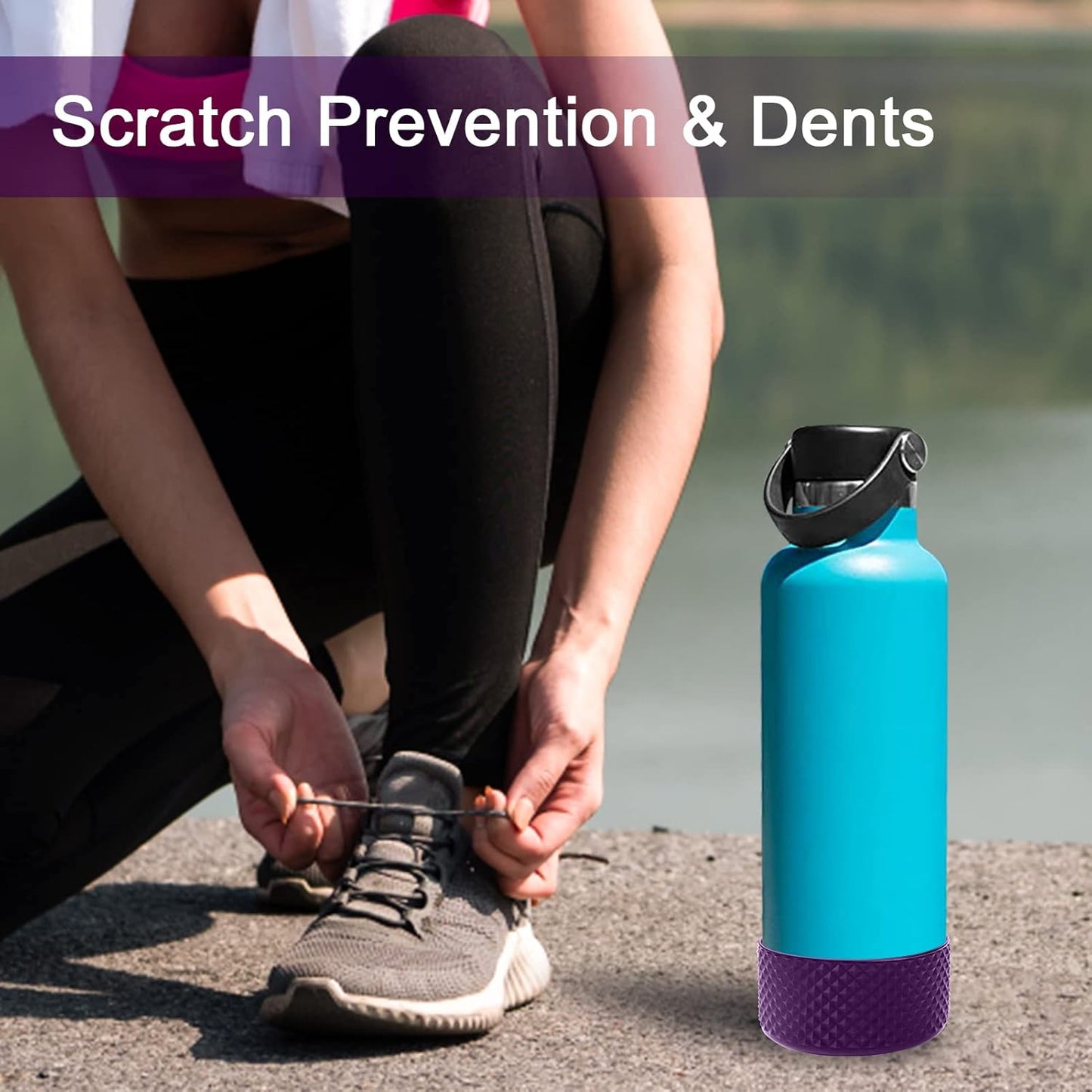 WUQID Water Bottle Boot - Diamond Silicone Sleeve Cover for Stanley & Hydro Flask | Fits 20-40oz & 12-24oz Bottles